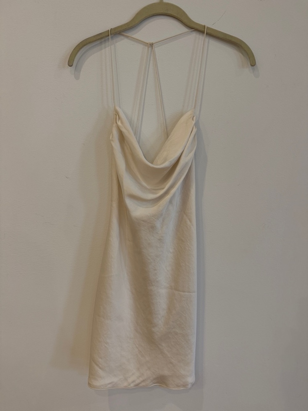 Aritzia Wilfred Cream Satin Slip Dress with Knotted Straps